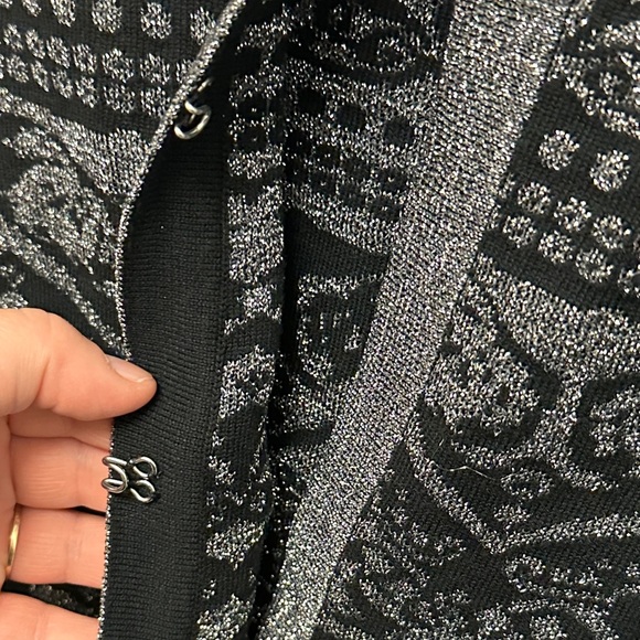 Vintage Joan Vass Shimmer Clasp Cardigan‎ HOLIDAY Evening Size Large - Picture 4 of 8